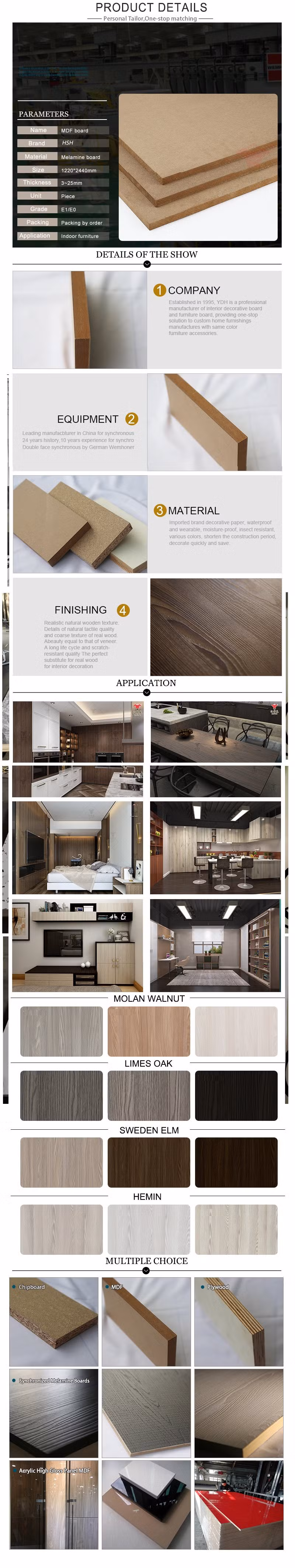 Decorative Wood Panel Nature Solid Wood Design Synchronized Melamine MDF Board