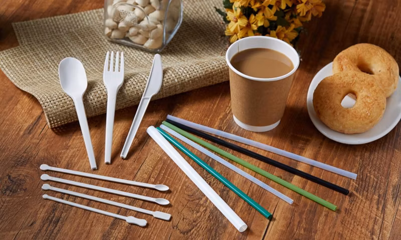 Disposable Biodegradable China Supply High Quality Black White Eco Cpla Cutlery