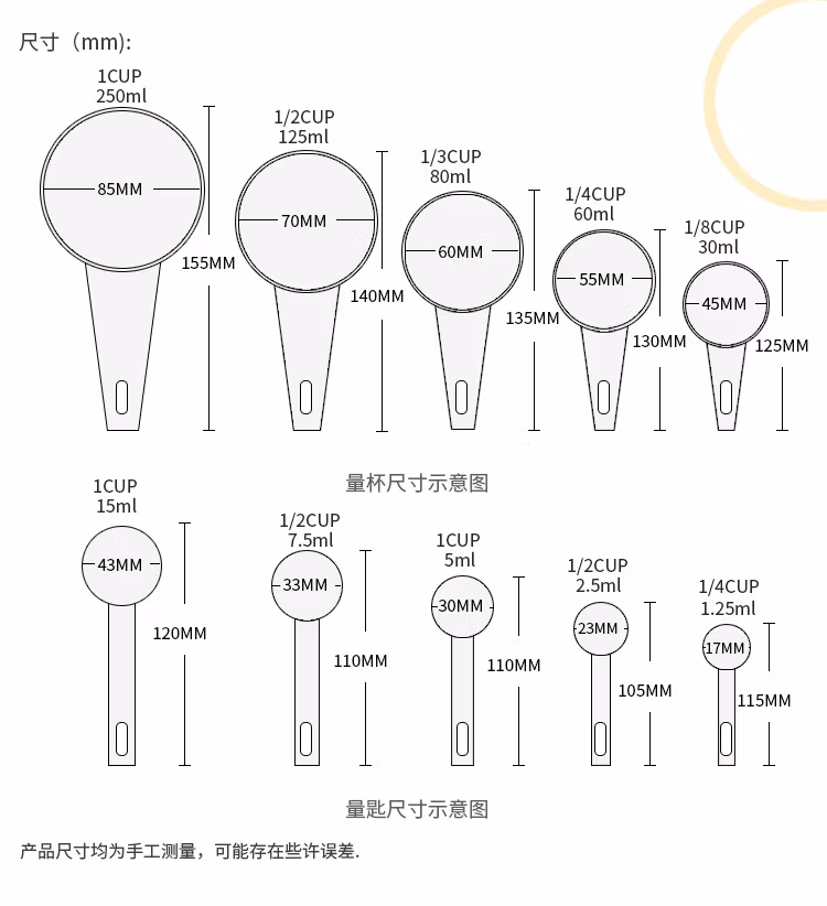 5/10PCS with Scale Measuring Spoon Teaspoon Cake Baking Flour Food Measuring Cup Home Kitchen Cooking Tools