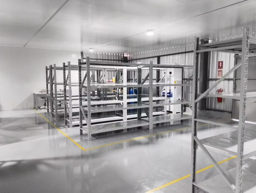 Common Use Metal Wide Span Boltless Shelving Cold-Rolled Steel Rack 100-500 Kgs Warehouse Medium Duty Storage Shelving with Steel Deck