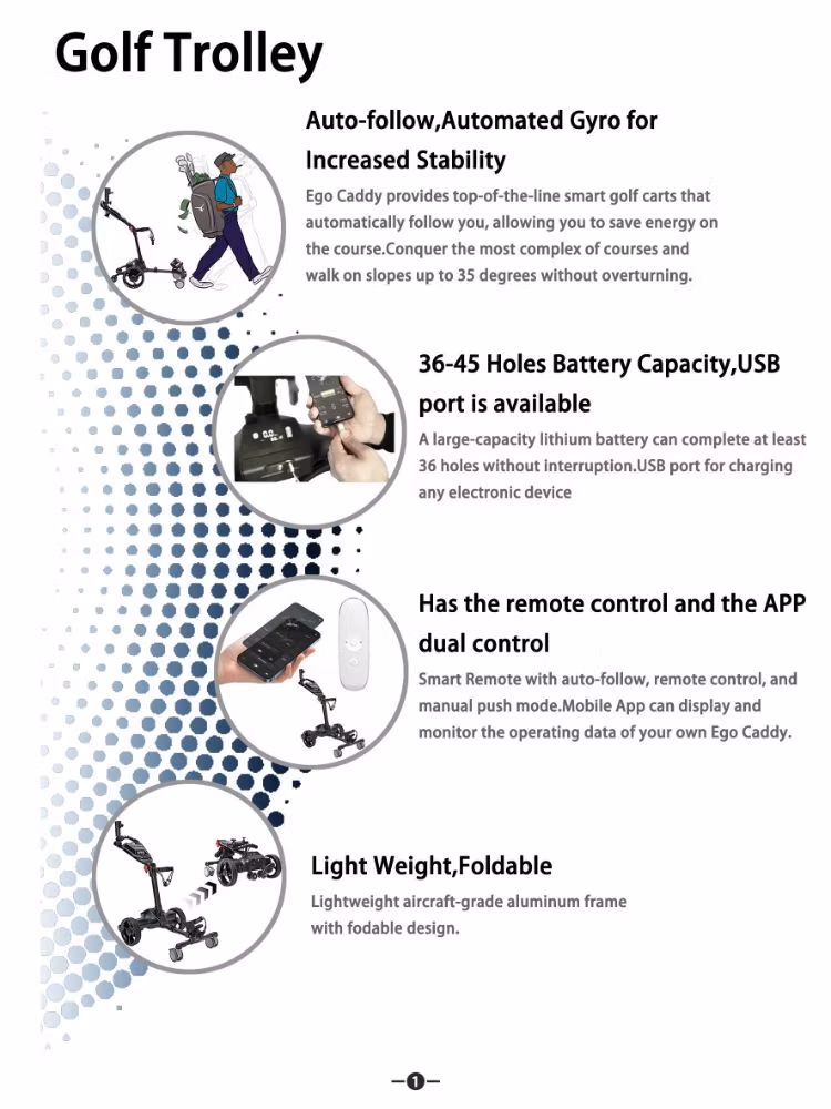 2024 New Design Golf Caddy Follow Me & Remote Control Golf Trolley