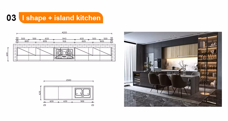 New Designed Stainless Steel Smart Kitchen Wall White Kitchens with Islands Designs Cabinets