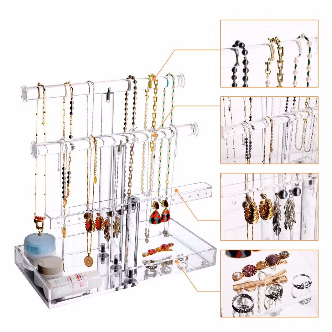 Hanging Jewelry Holder Organizer Stand Acrylic Necklace Bracelet Earring Ring Holder Display Rack Tower Tray Storage for Women