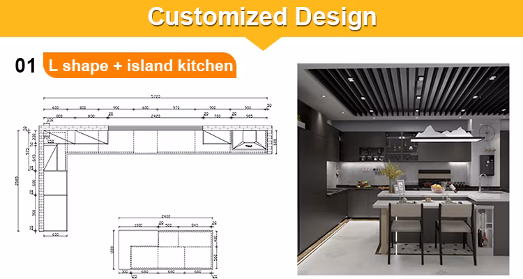 New Designed Stainless Steel Smart Kitchen Wall White Kitchens with Islands Designs Cabinets