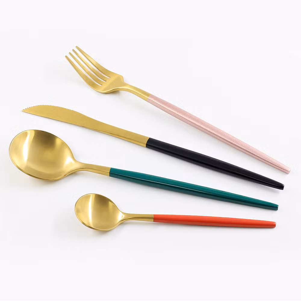 Reusable High Quality Stainless Steel Gold Cutlery Set Royal Luxury Flatware Set