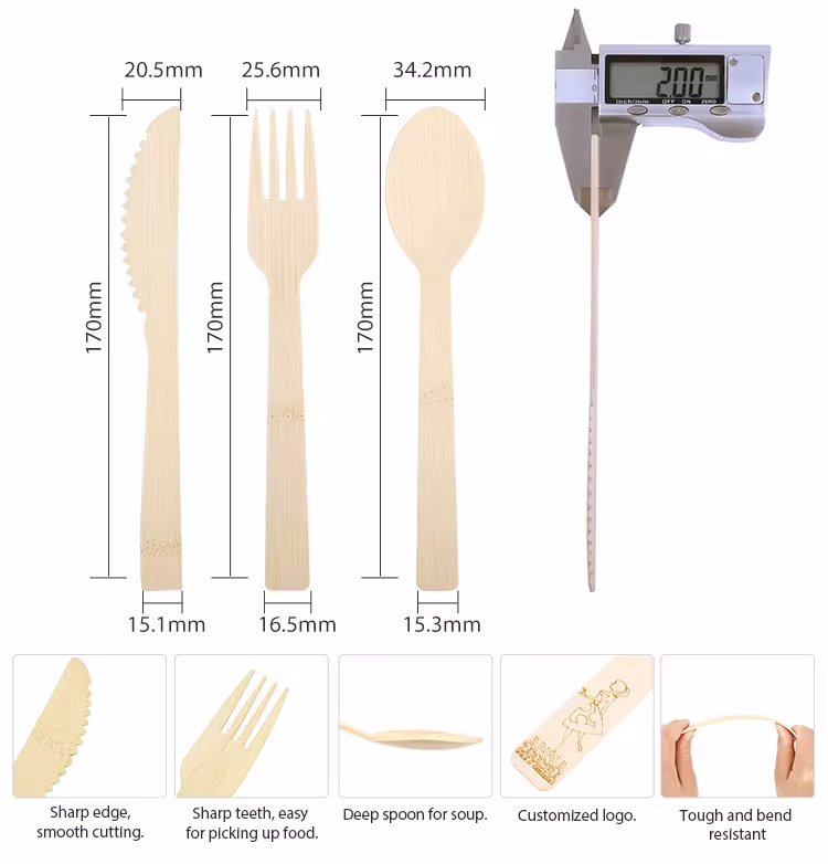 Ecolife Wholesale Custom 140mm Bamboo Fork Travel Portable Disposable Bamboo Flatware Utensil Cutlery Set
