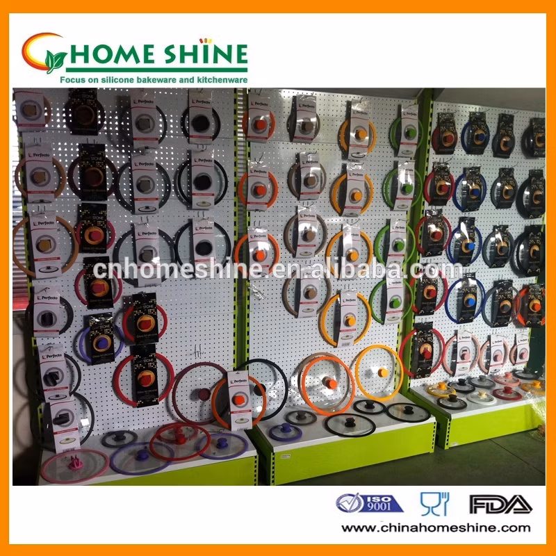Silicone Kitchen Utensils Glass Cooking Pot Lids with Silicon Rim for Pots / Pans