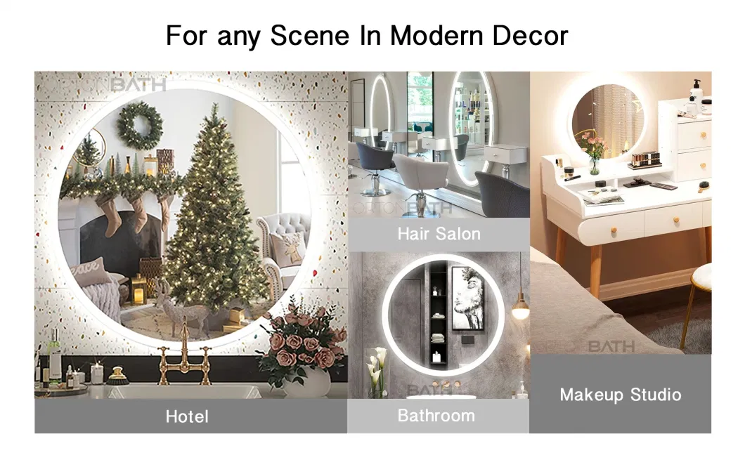 Ortonbath Triangle Nut Shape Wall Mount Make up Smart Bathroom Backlit Anti Fog Vanity LED Light Mirror Wall Mirror Bath Magnifying Lighted Makeup LED Mirror