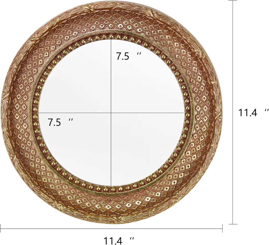 11.4 Inch Gold Round Vintage Decorative Wall Hanging Antique Resin Mirror