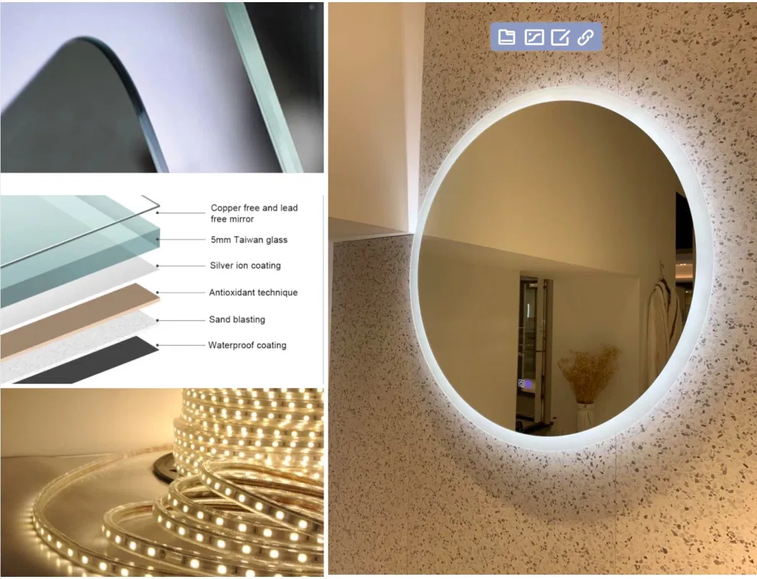 Ortonbath Round Backlit Mirror Bathroom 28 Inch LED Round Mirror with Lights Anti-Fog Circle Lighted Mirror Dimmable Wall Mirror Large Illuminated Vanity Makeup