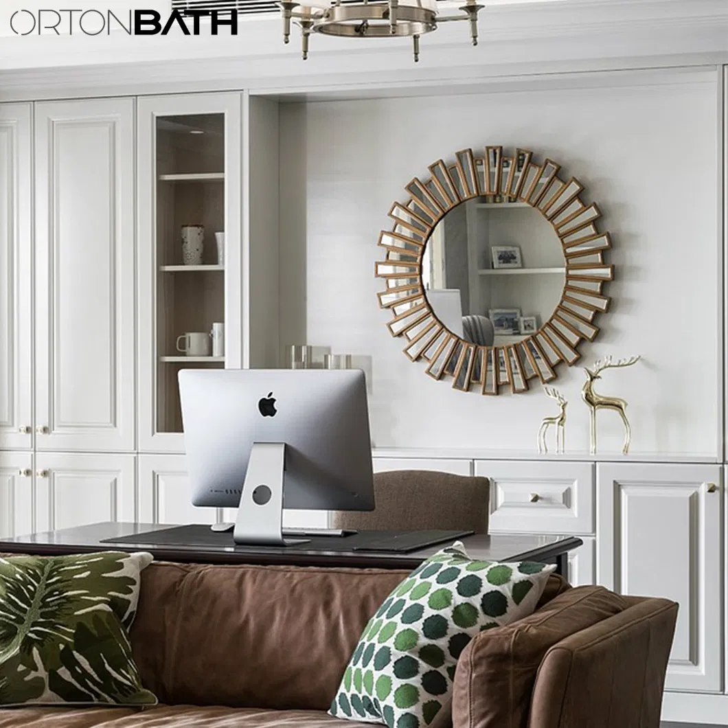 Ortonbath Large Round Light Gold Flower Large Mirror Wall Circle Mirrors for Wall Mounted Mirror for Living Room, Washroom, Entryways, Bathroom Make up Mirror