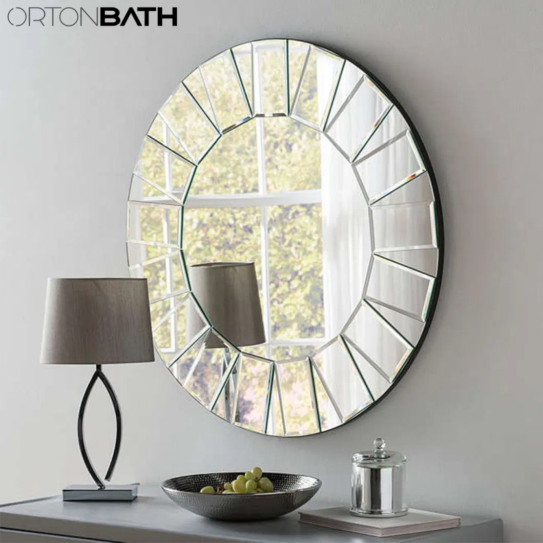 Ortonbath Large Round Light Gold Flower Large Mirror Wall Circle Mirrors for Wall Mounted Mirror for Living Room, Washroom, Entryways, Bathroom Make up Mirror