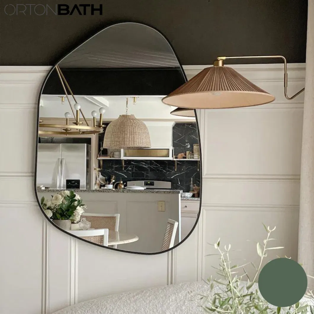 Ortonbath Large Round Light Gold Flower Large Mirror Wall Circle Mirrors for Wall Mounted Mirror for Living Room, Washroom, Entryways, Bathroom Make up Mirror