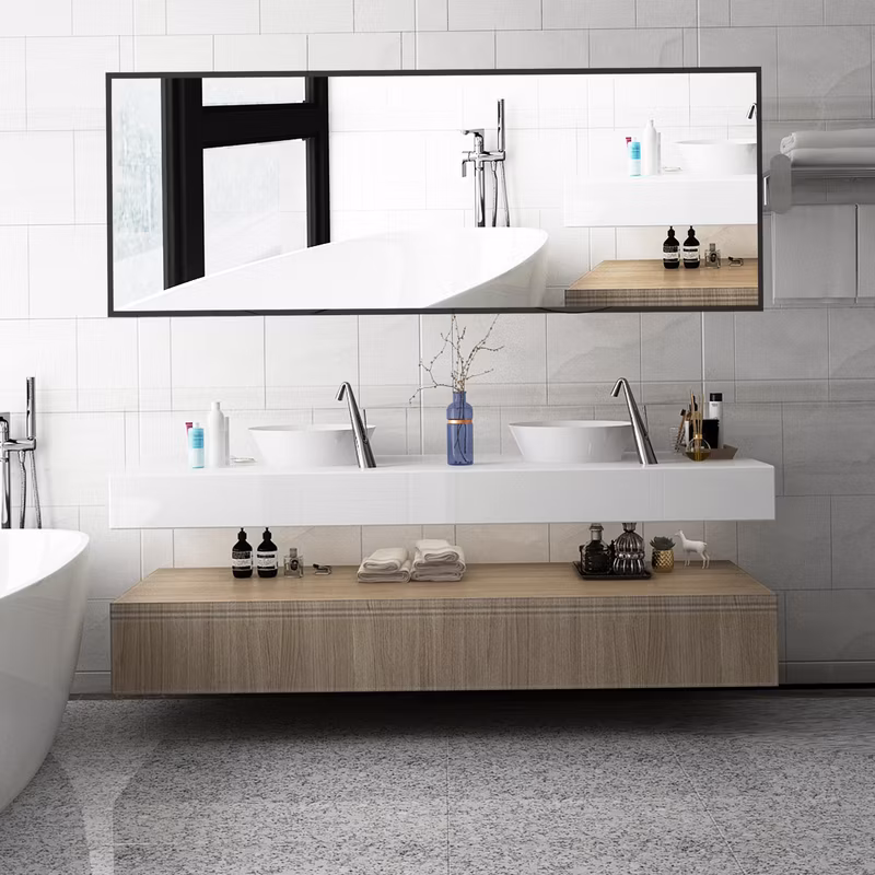 Custom Rectangular Metal Frame Bathroom Mirror