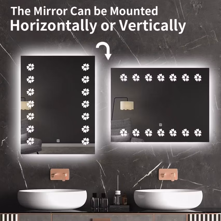 Wall Mounted Frameless Lighted Rectangular Round Bathroom LED Mirror Shower Mirror