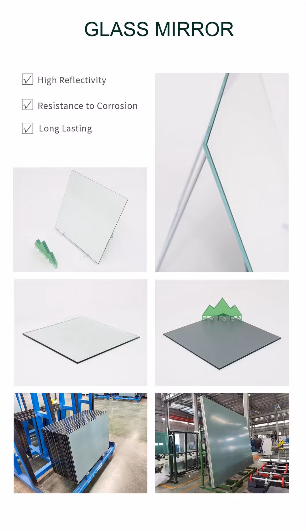 Wall Decoration Double Coating Aluminium Silver Mirror Sheet Glass for Decorative Bathroom Furniture