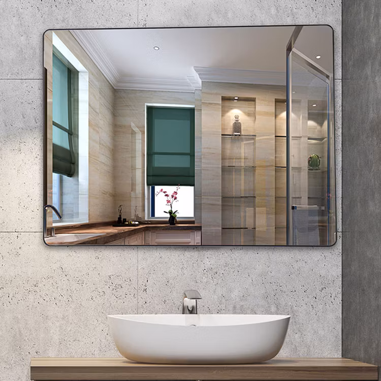 Custom Rectangular Metal Frame Bathroom Mirror