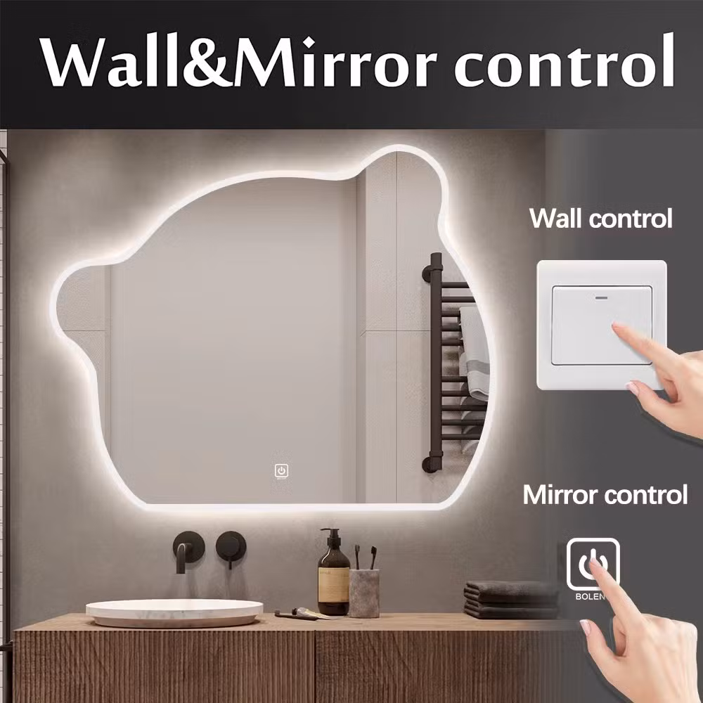 LED Intelligent Bathroom Mirror Cabinet Solid Wood Oval Bathroom Wall Mounted Round Mirror with Light Vanity Mirror Cabinet