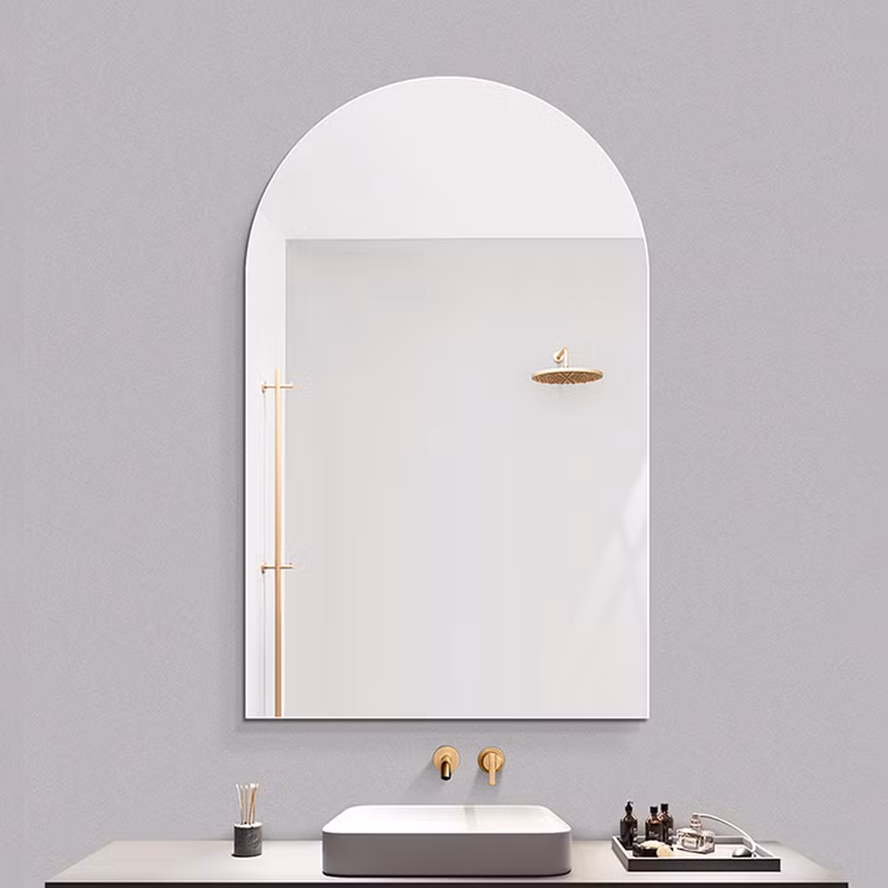 Silver 32X34 Arched Frameless Mirror for Wall Decor or Bathroom Vanity Arch Mirror