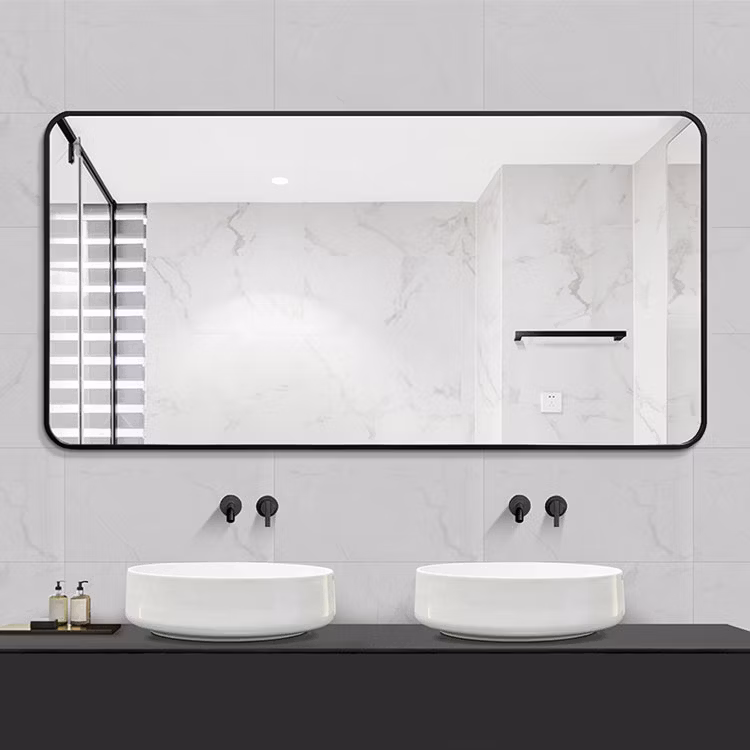 Custom Rectangular Metal Frame Bathroom Mirror