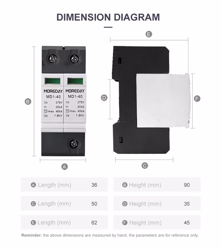House Surge Protector Low-Voltage Surge Protection 20ka Three-Phase Type 1 2 AC Solar System SPD