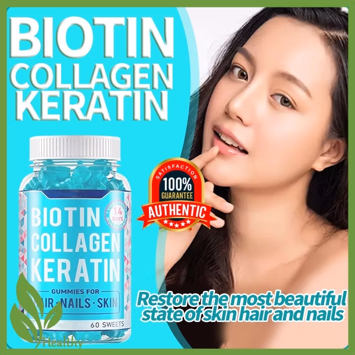 Wholesale OEM Private Label Customize Logo Hair Growth Nail Skin Beauty Multivitamin Collagen and Keratin Health Supplement Gummy Vegan Biotin Gummies