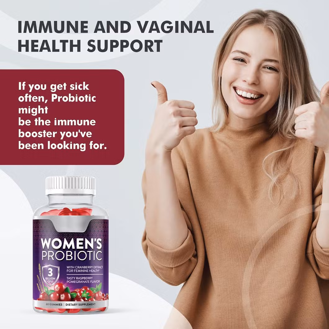 OEM Private Label Factory Custom Daily Vegan Supplement for Woman Digestive Health Immune Support Sugar-Free Halal Candy Gummy Prebiotic and Probiotics Gummies