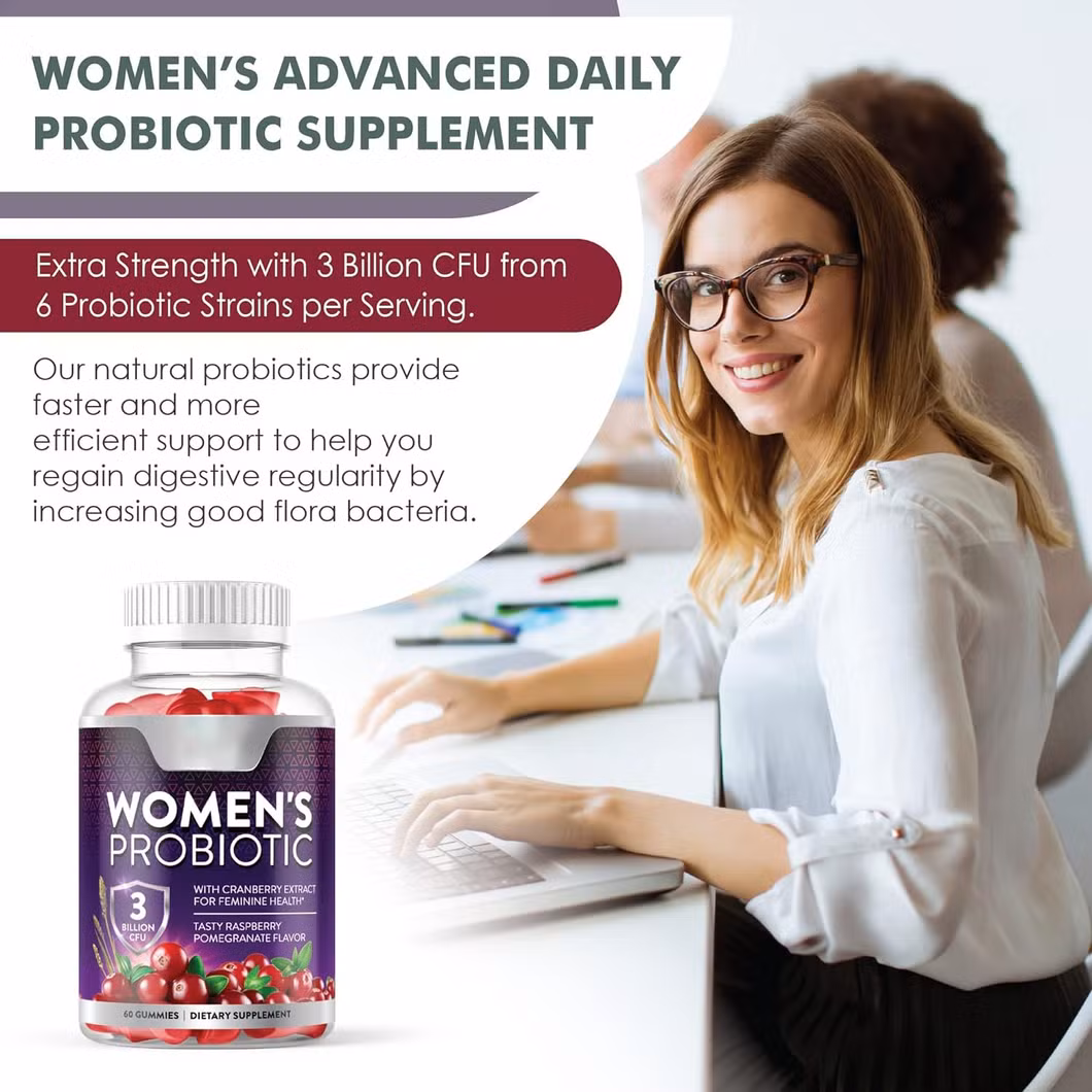 OEM Private Label Factory Custom Daily Vegan Supplement for Woman Digestive Health Immune Support Sugar-Free Halal Candy Gummy Prebiotic and Probiotics Gummies