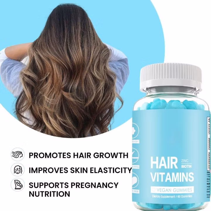 Wholesale OEM Private Label Customize Logo Hair Growth Nail Skin Beauty Multivitamin Collagen and Keratin Health Supplement Gummy Vegan Biotin Gummies