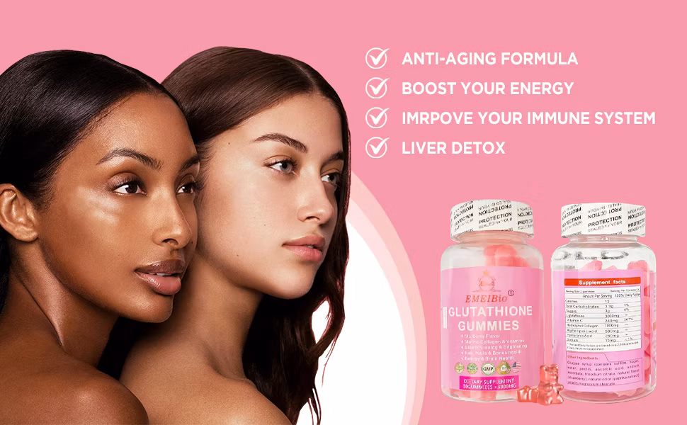 Health Supplement Gummies Anti-Aging 3000mg L-Glutathione Skin Whitening Gummies Collagen Capsule Softgels Vitamin Gummies