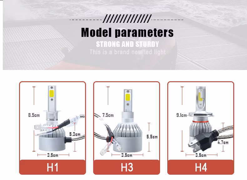 Hazig Wholesale C6 LED Car Headlights H7 Kit Luces LED H11 9005 H4 72W 8000lm Car LED Bulbs 6000K Bombillo Luz LED 12V Fog Lights Automobiles Headlight C6 H4