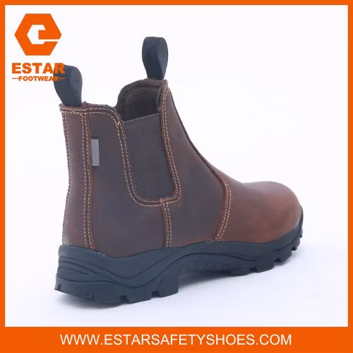 Chelsea Leather Work Boots Shoes for Men with Anti-Slip Rubber Outsole