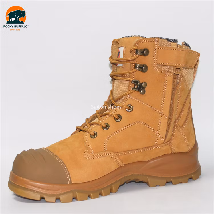 Rocky Buffalo Middle Cut Anti-Static & Anti-Slip Side Zip Yellow Nubuck Leather with TPU Labor Steel Toe Construction Safety Work Shoes