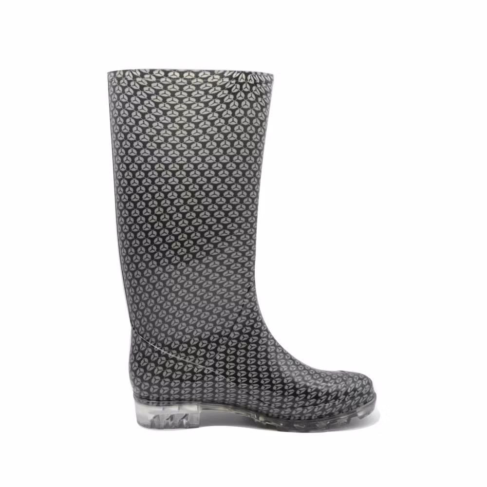 100% Waterproof Anti-Slip Light Weight Garden PVC Gum Rain Boots for Women Botas for Food Industry Leopard Prints