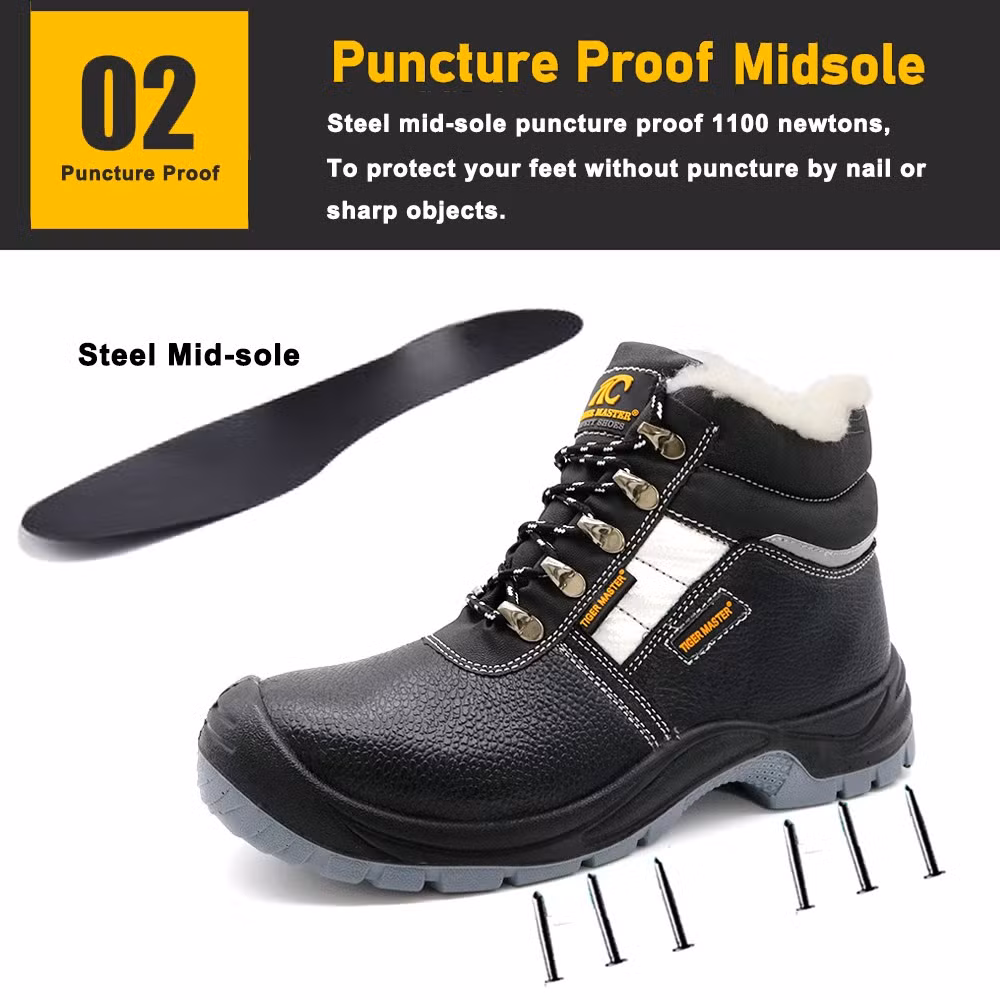 Oil Water Resistance Non-Slip Steel Toe Anti Puncture Leather Safety Shoes for Winter
