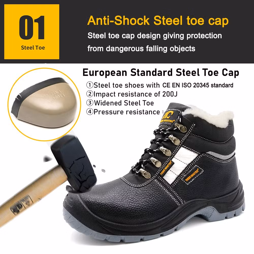 Oil Water Resistance Non-Slip Steel Toe Anti Puncture Leather Safety Shoes for Winter