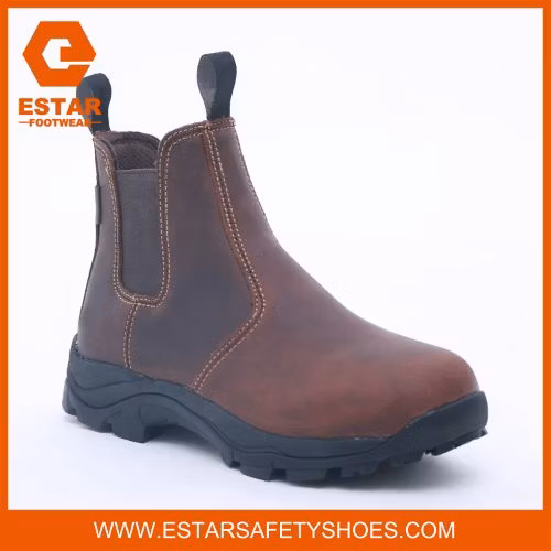 Chelsea Leather Work Boots Shoes for Men with Anti-Slip Rubber Outsole