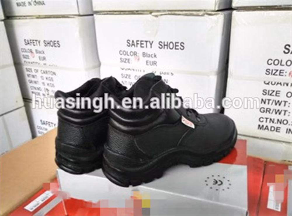 Lxg, Anti-Abrasion PU/PU Injection Outsole Safety Shoe Steel Plate Insert Anti-Hit Black Work Shoe Popular in Italy HSB223