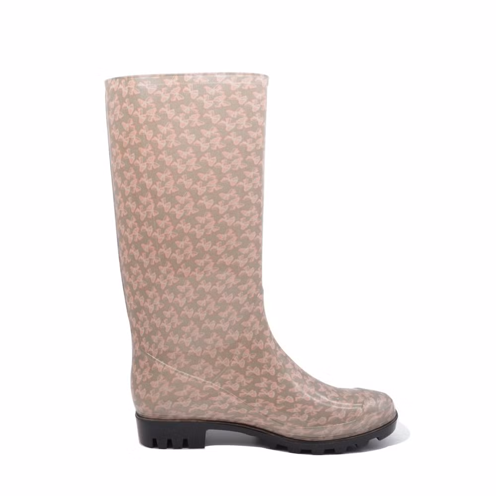 100% Waterproof Anti-Slip Light Weight Garden PVC Gum Rain Boots for Women Botas for Food Industry Leopard Prints