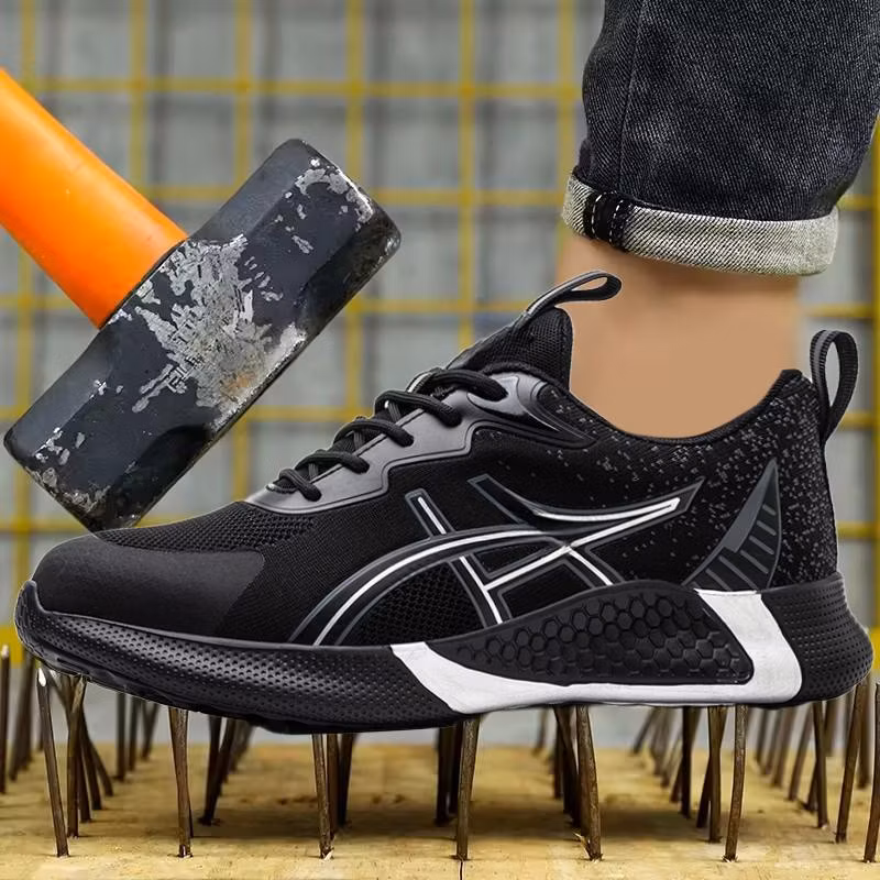 Man Safety Footwear Prevent Smashing Puncture Light Wear Work Safety Shoe