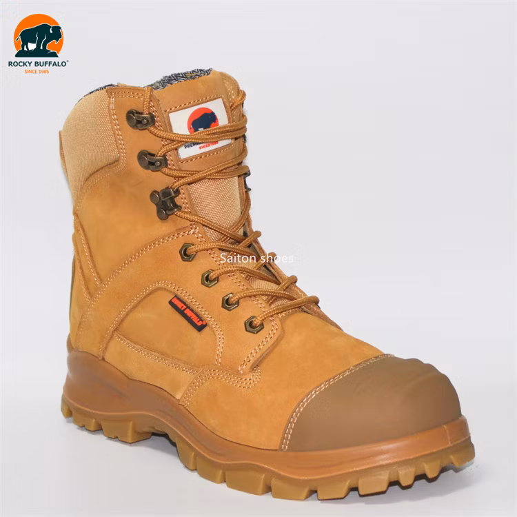 Rocky Buffalo Middle Cut Anti-Static & Anti-Slip Side Zip Yellow Nubuck Leather with TPU Labor Steel Toe Construction Safety Work Shoes