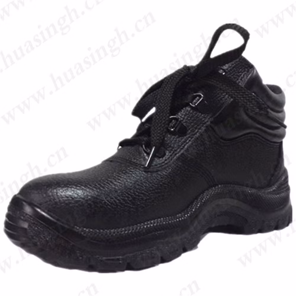 Lxg, Anti-Abrasion PU/PU Injection Outsole Safety Shoe Steel Plate Insert Anti-Hit Black Work Shoe Popular in Italy HSB223