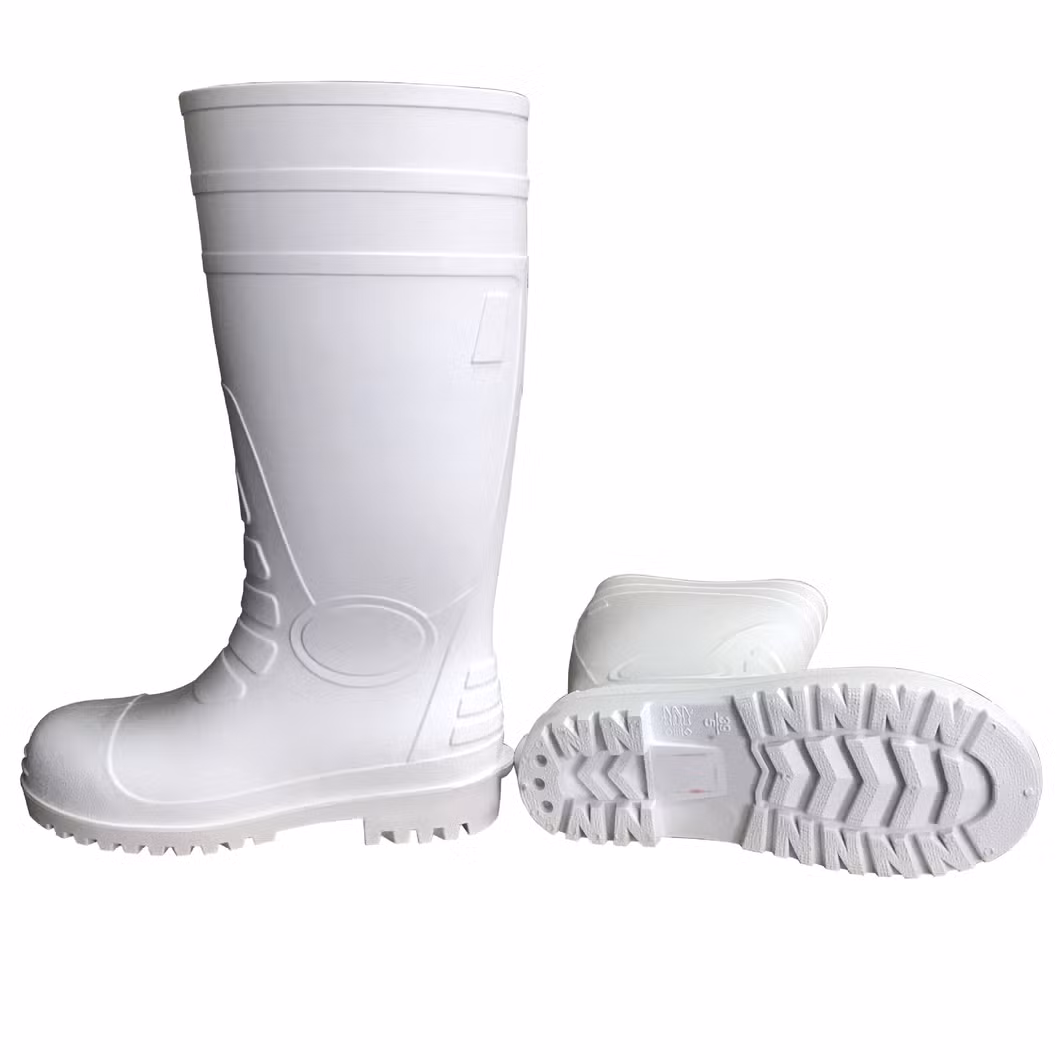 CE En20345 S5 White Gumboots White Food Industry PVC Boots White Rubber Boots with Steel Toe