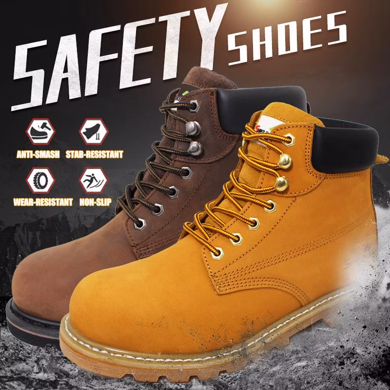 S1p S3 Nubuck Leather/Cow Split Leather Anti-Puncture Safety Shoes