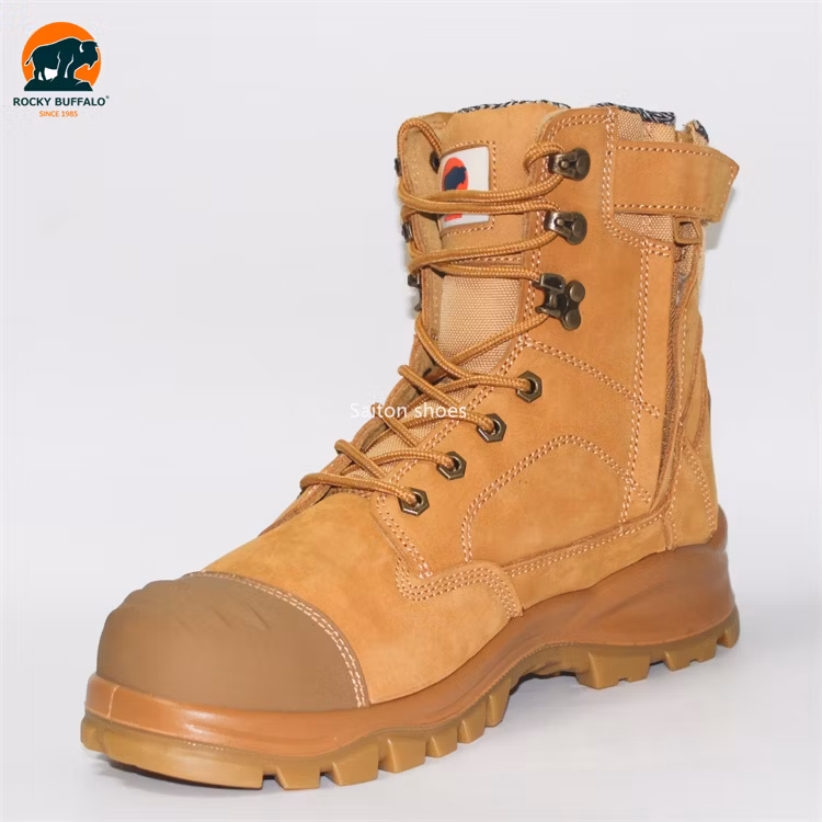 Rocky Buffalo Middle Cut Anti-Static & Anti-Slip Side Zip Yellow Nubuck Leather with TPU Labor Steel Toe Construction Safety Work Shoes