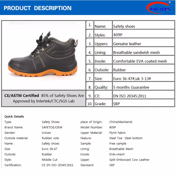 Middle Cut PU/Rubber Composite Safety Boots/Safety Footwear Shoes with CE Certifaction