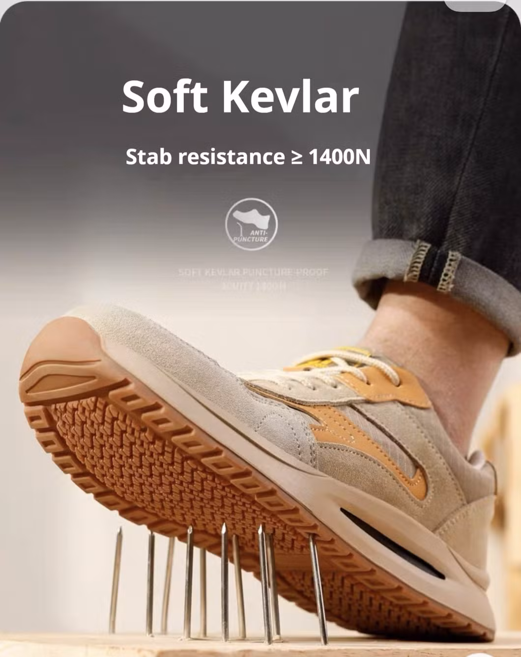 Sandwich Upper Light Weight Sports Safety Shoes Static Dissipating Puncture Resistant Mens Steel Toe Work Boots