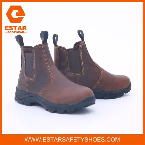 Chelsea Leather Work Boots Shoes for Men with Anti-Slip Rubber Outsole
