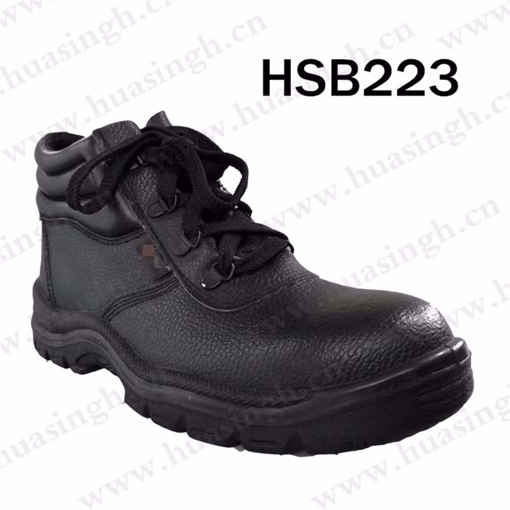 Lxg, Anti-Abrasion PU/PU Injection Outsole Safety Shoe Steel Plate Insert Anti-Hit Black Work Shoe Popular in Italy HSB223