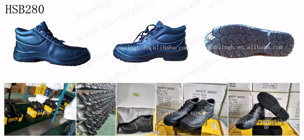 Gww, Acid Resistant PU/PU Injection Outsole Security Shoe for UAE Market Barton Printed Leather Black Heavy Industry Work Shoe with Reflective Strip HSB280